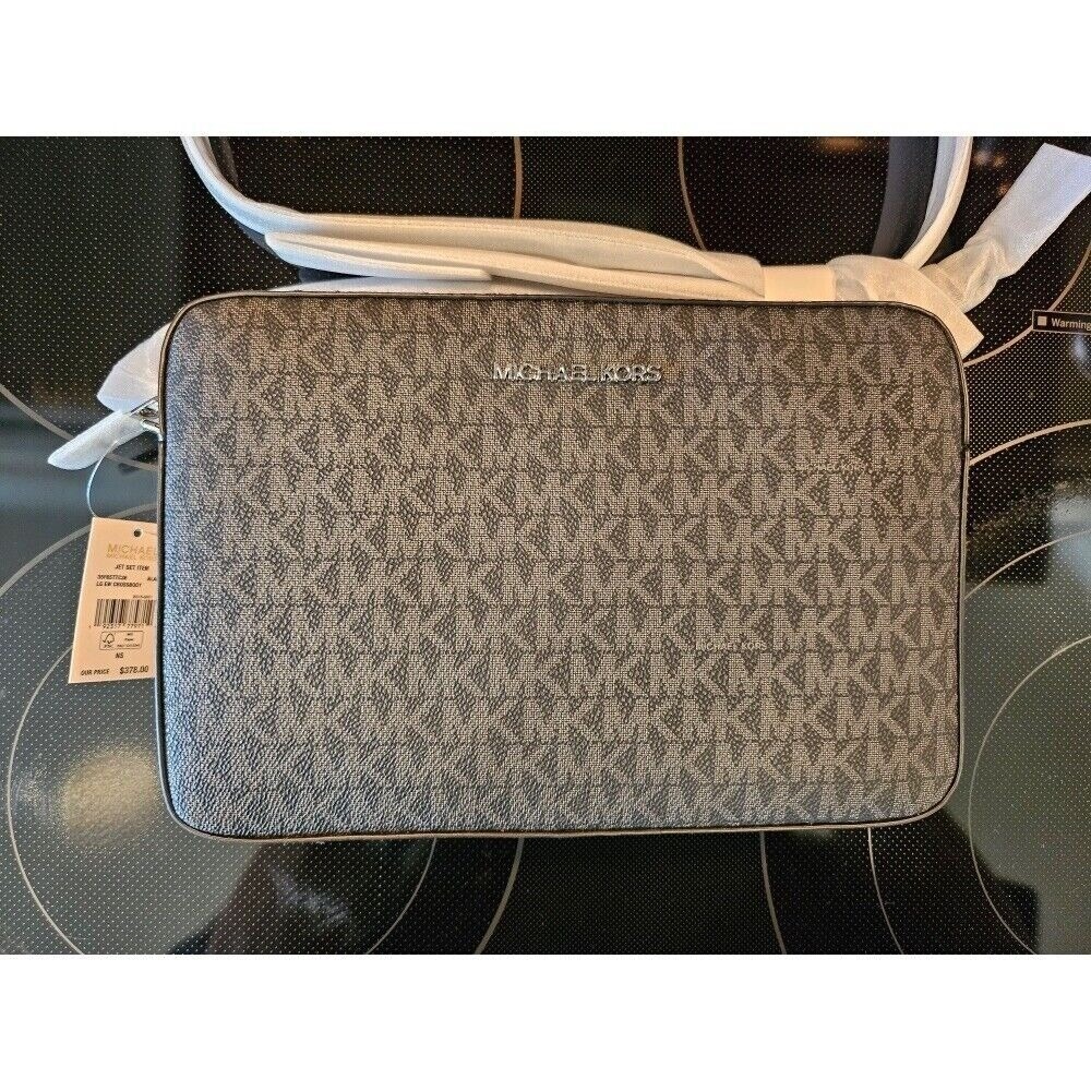 Michael Kors Jet Set Item Black Logo Crossbody Bag Purse‎ Handbag